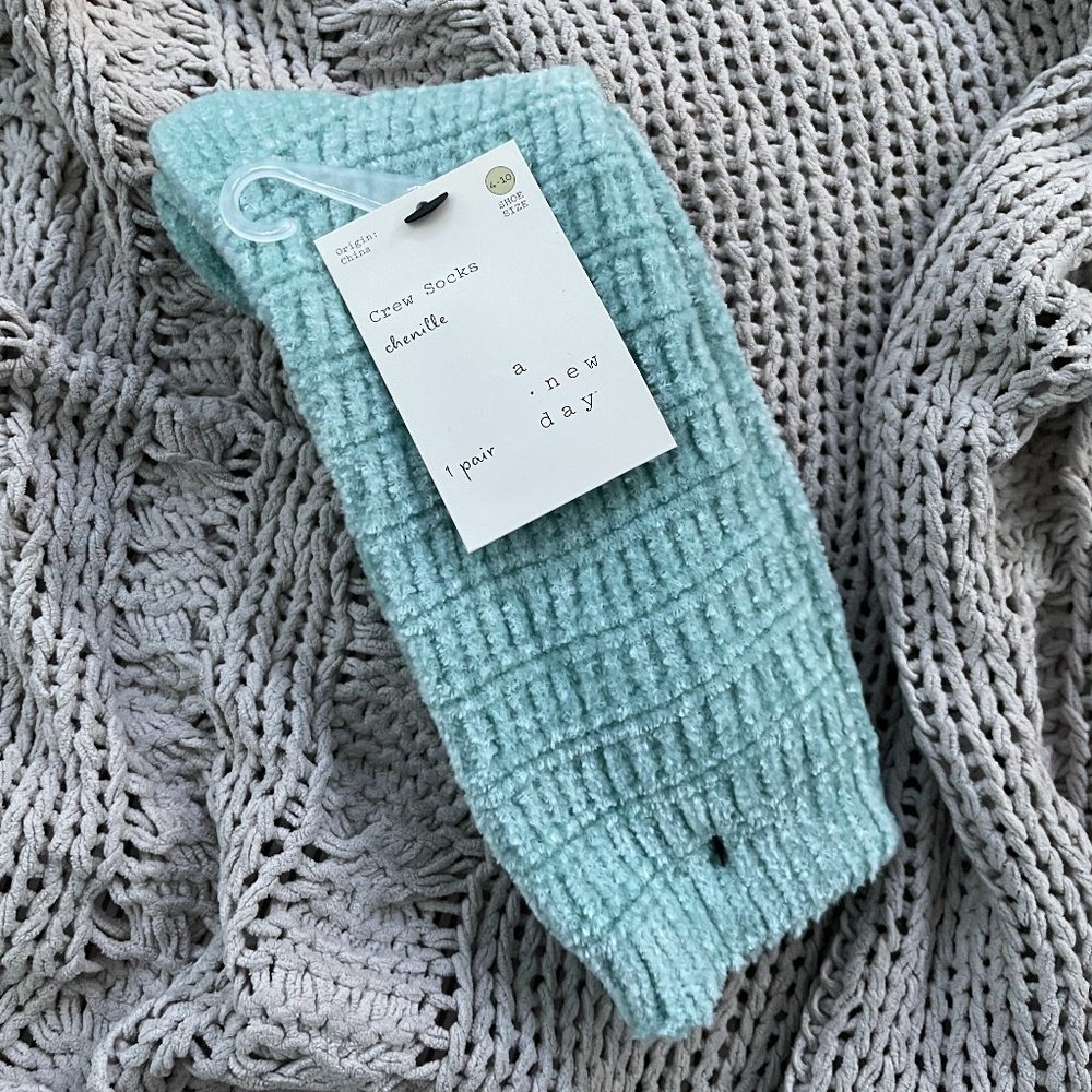 NWT! Light Blue Target Crew Socks